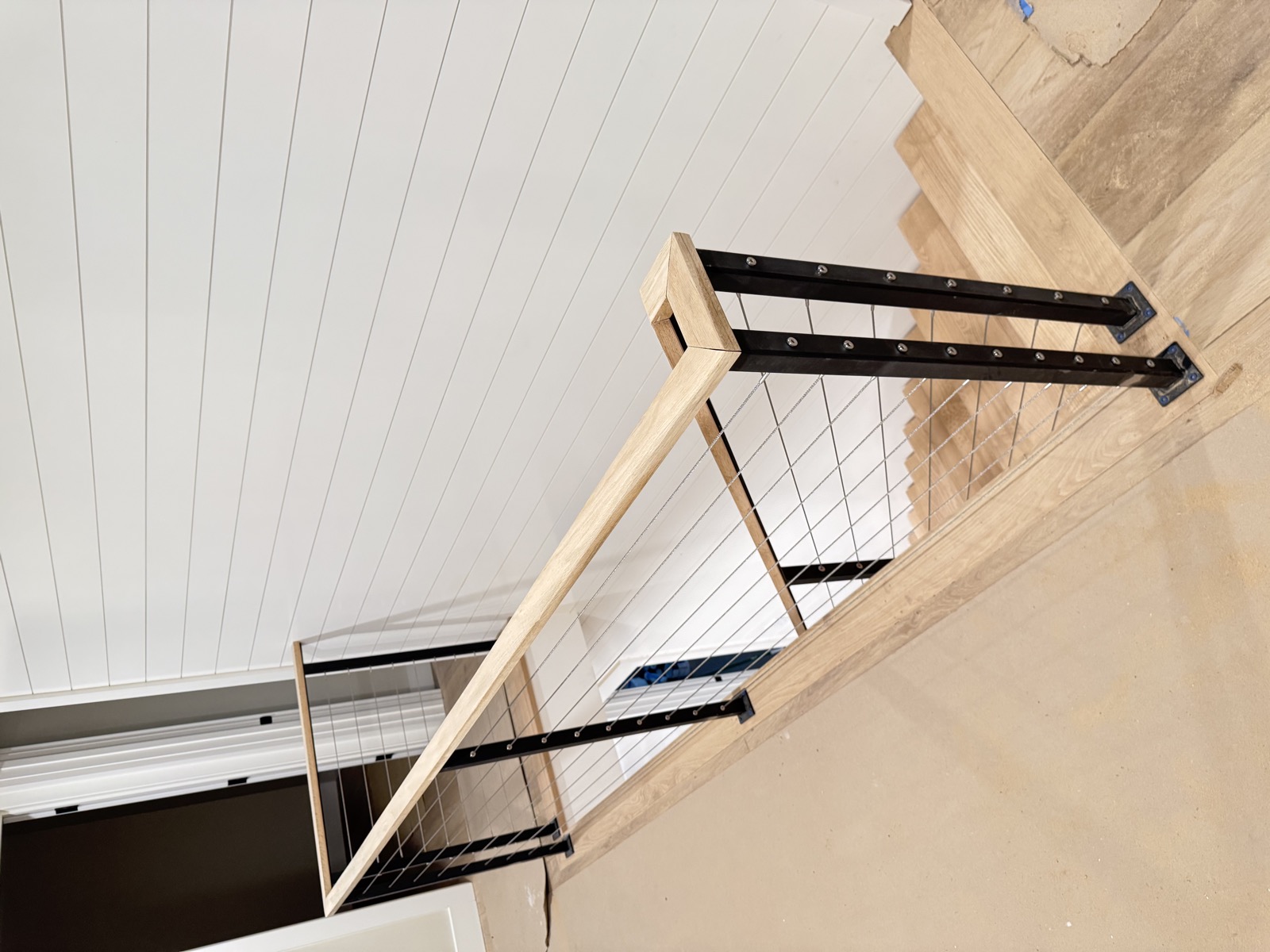 Cable railing system viewed from above