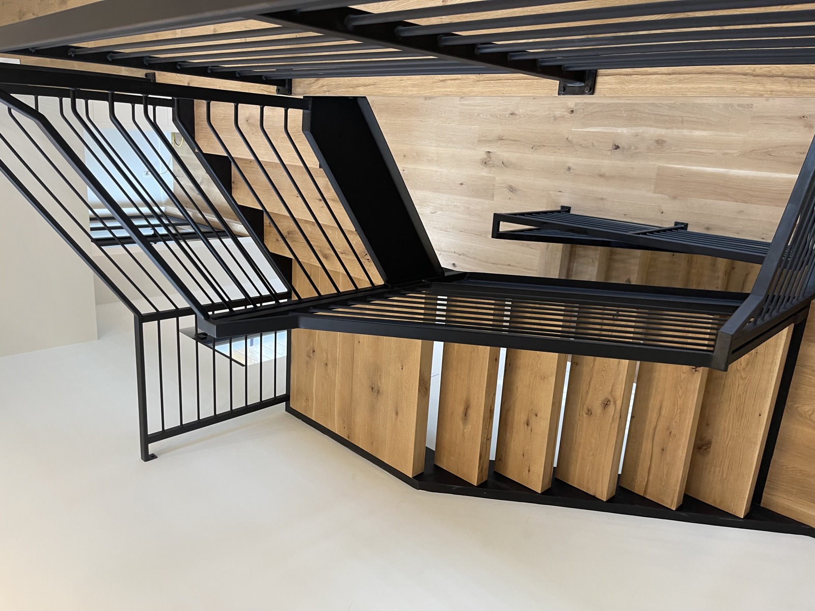 Iron staircase from above with industrial aesthetic