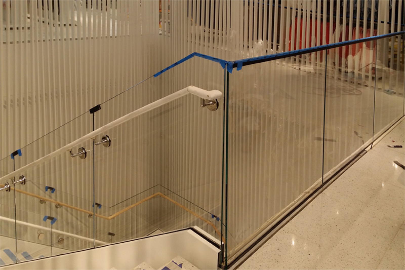 Commercial glass railing detail