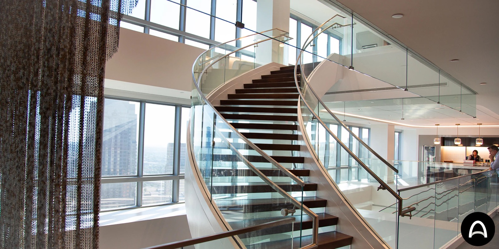 Spiral staircase in commercial office building