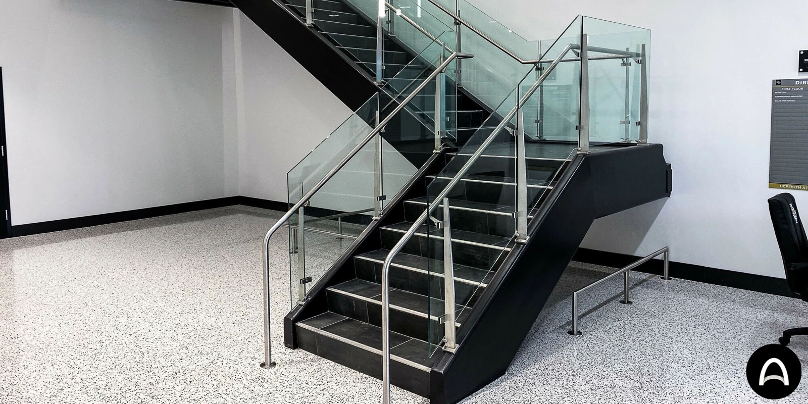 UCF campus glass post railing system
