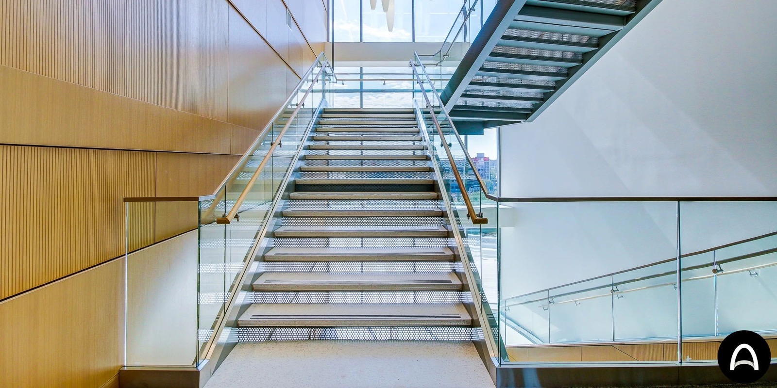 University of Houston glass railing installation